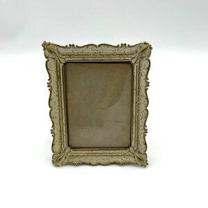 Scroll Edge Cream and Gold Tone Easel Back VTG 50s Easel Back Photo Frame 4 X 5